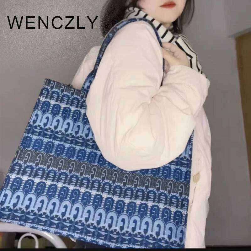 Women's Bags Designer WENCZLY Tote Bag For Women Designer Handbags And Purse Canvas Letter Embroidery Decoration 2023 New In Crossbody Bags