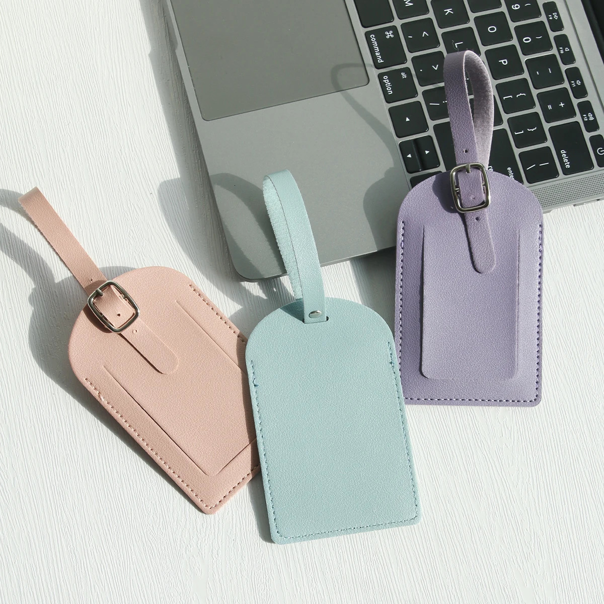 Faux Leather Luggage Tags for Men Women Suitcase Labels Baggage Tote Bag Tag ID with Full Back Privacy Cover Travel 250616