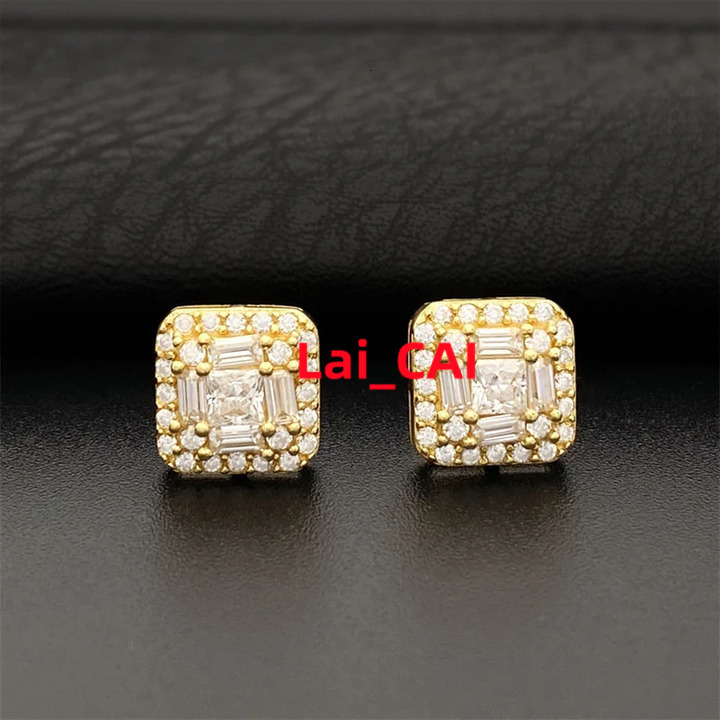 Custom Hip Hop Iced Out Moissanite Earrings Gold Silver Diamond Studs VVS 925 Silver 10mm Hoops Mens Luxury GRA Certified
