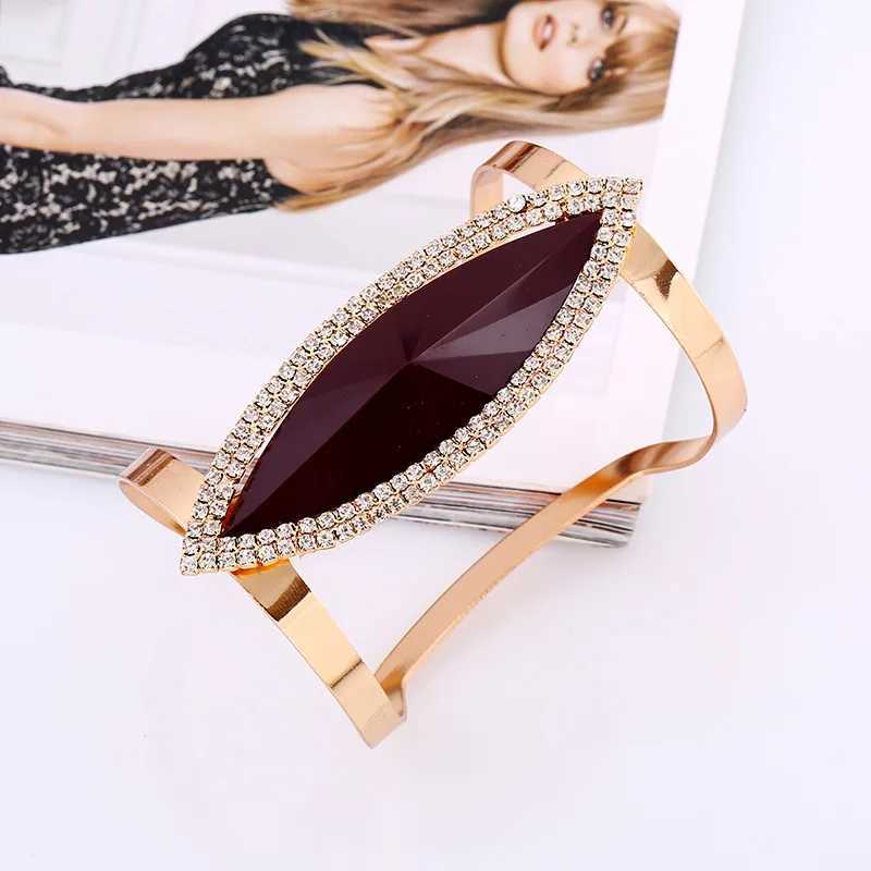 DIEZI Fashion Metal Rhinestone Bangles Women Trendy Resin Crystal Smooth Wide Opening Adjustable Bangle 2019 New Z250616