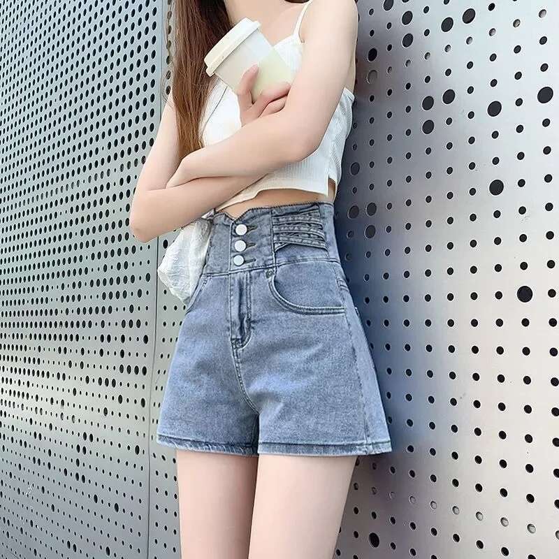 Female Short Jeans Pants High Waist Womens Denim Shorts Pocket Trend 2025 Designer Jorts Wholesale Elegant Classic XXL To Wear