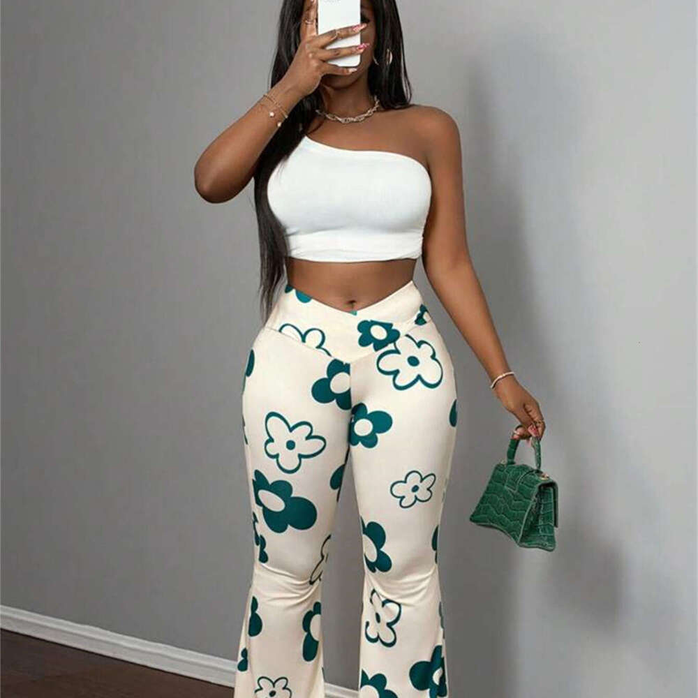 Summer New Women's Printed Slim Fit Bodycon Casual Long Pants B5