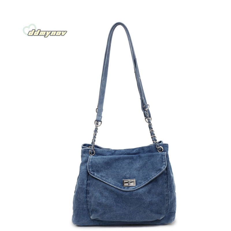 Casual Large Capacity Tote for Women 2025 Summer New Simple Versatile Denim Shoulder Crossbody Bag ddmynov ddmynov