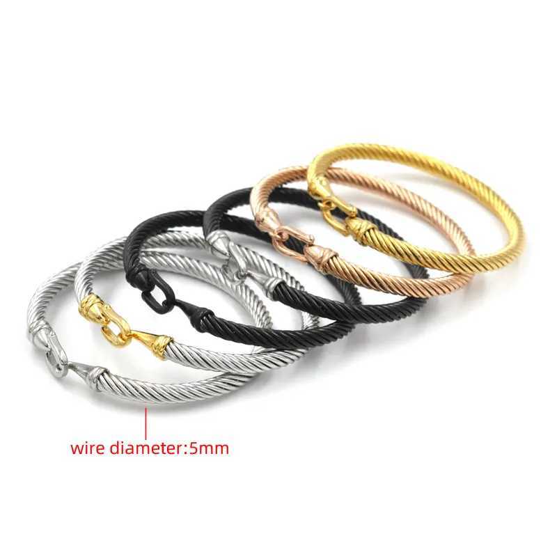 Trendy Charm Cuff Tie Knot U Bangles for Women Gold Color 316L Stainless Steel Wire Thin Simple Bangles Jewelry Z250616