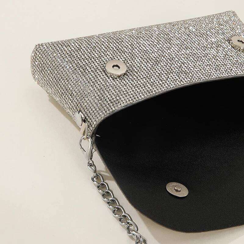 Long Dia Purse For Women Shiny Rhinestone Crystal Evening Bag Fashion Chain Shoulder Crossbody Flap Day Clutch Pink XA758HB