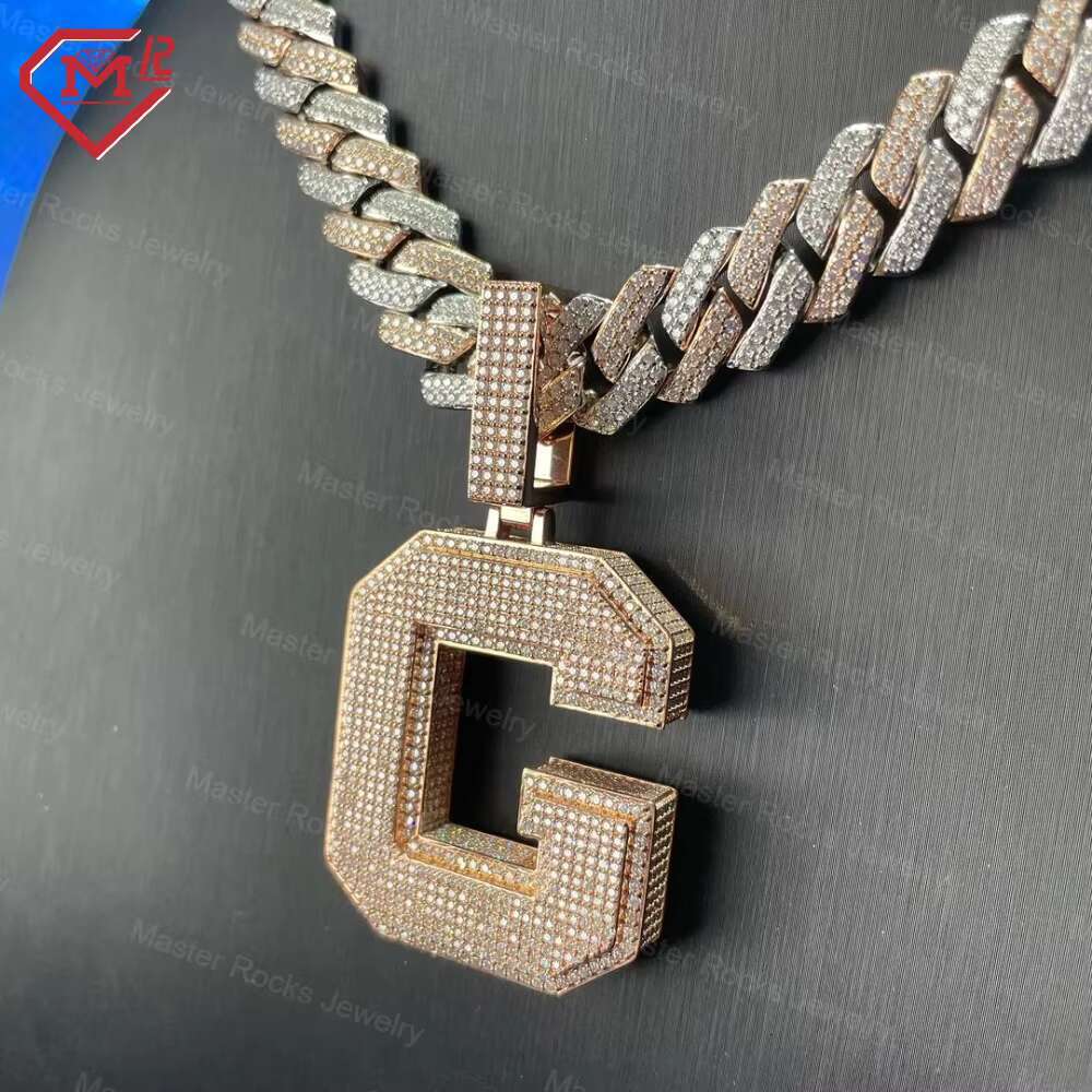 Hip Hop Custom Moissanite Pendant Letter Initial 925 Sterling Silver Vvs Iced Out Diamond Moissanite Pendant