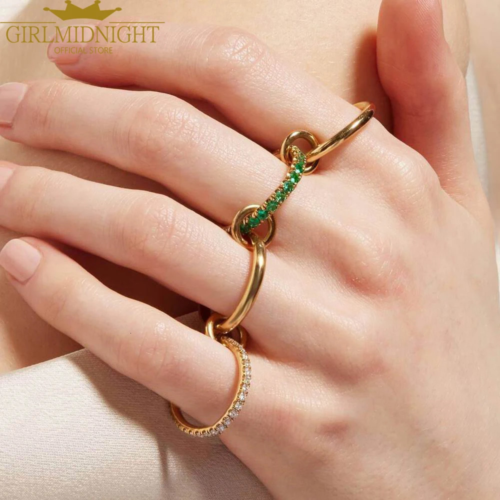 Spinelli Stacking Engagement Rings For Women Iced Out Micro Paved 5A CZ Mix Color Multi Pieces Stack Finger Jewelry 250614