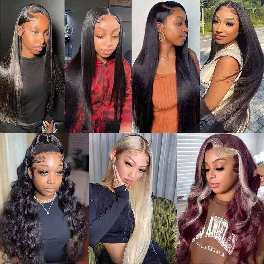 200 Density 13x6 HD Transparent Bone Straight Frontal 100% Human Hair Wigs 38 Inch 13x4 Lace Front Wig PrePlucked For Women