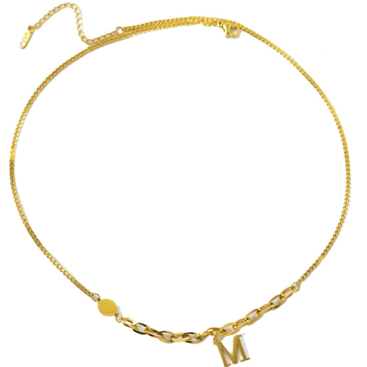 Fashion Style Personality Exaggerated Round Plate Splicing Necklace Titanium Steel Women's Design Non-Fading Jewelry