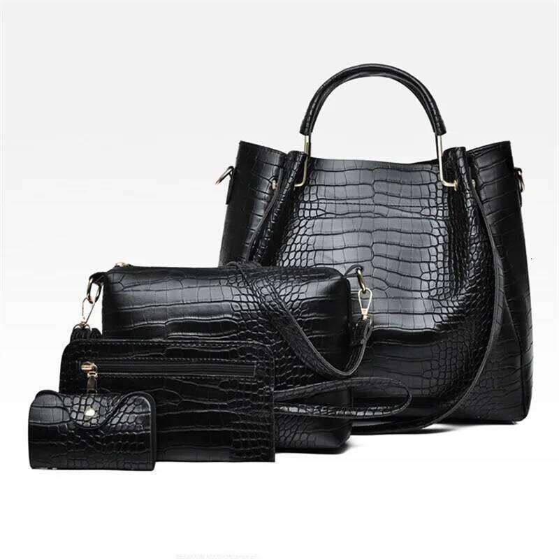 Women Fashion Crocodile Pattern Handbags Large Capacity Work Tote Bag Crossbody Purse Wallet Set for Travel, Beach, Shopping