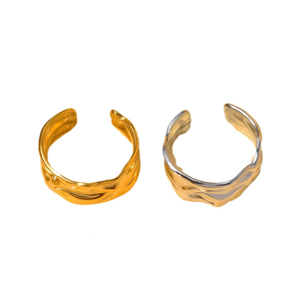 Fashion Style Light Luxury Personality Wrinkled Open Ring for Women Design High-end Titanium Steel Jewelry