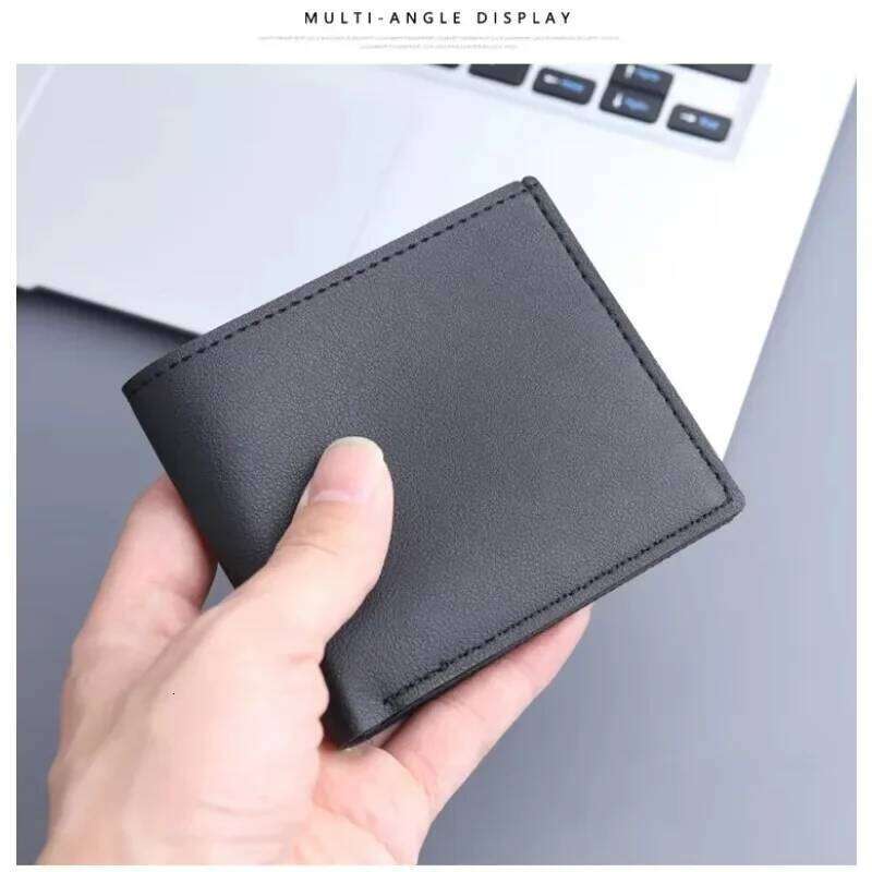 Simple Solid Color Thin Male Credit Card Holder Small Money Purses Business Foldable New Men Short PU Leather Wallet