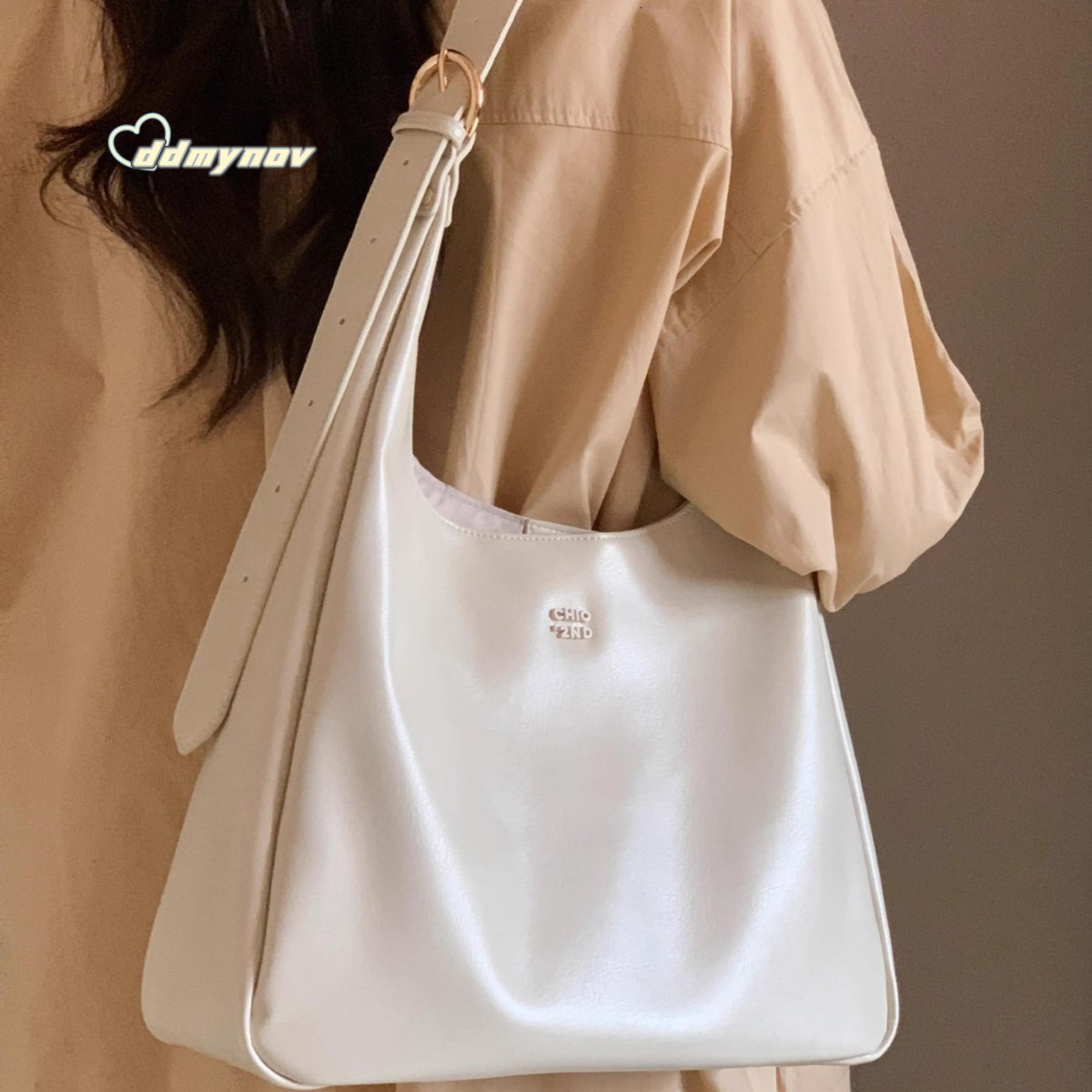 White Moon Traveler Tote Bag for Women, Large Capacity, Textured Shoulder Underarm Commuter Crossbody Bag, Fashionable and Versatile ddmynov ddmynov d