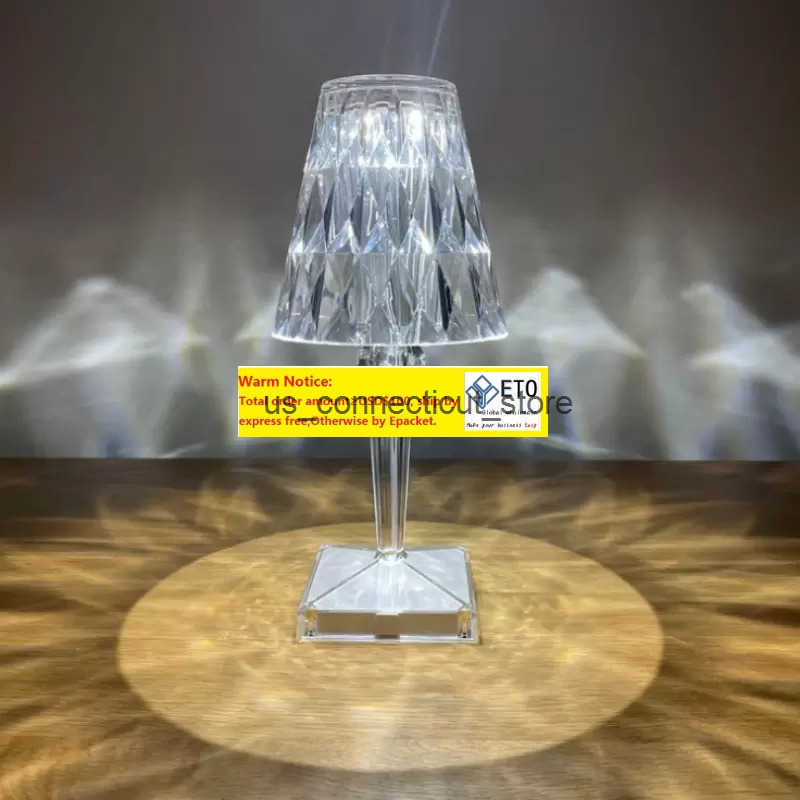 Italian Design Acrylic Kartell Battery Table Lamp Charging LED Night Light Touch USB Brilliant Flower Lamps Room Hotel Decor Q250616