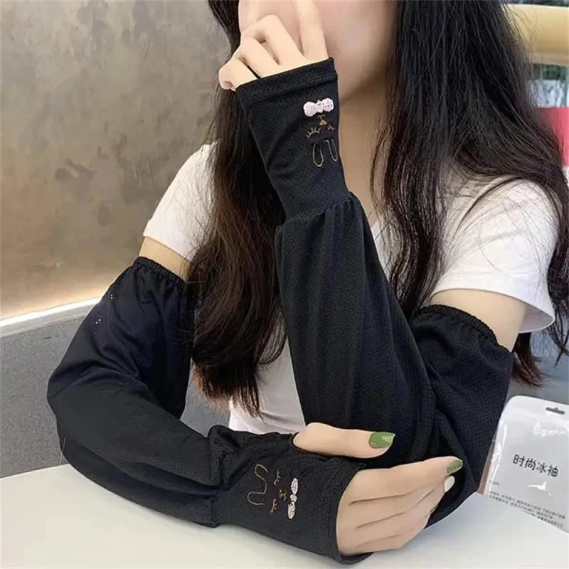 Summer Ice Silk Sun Protection Sleeves Outdoor Driving UV Protection Rabbit Ice Sleeves Loose Arm Protection Sleeves 250610