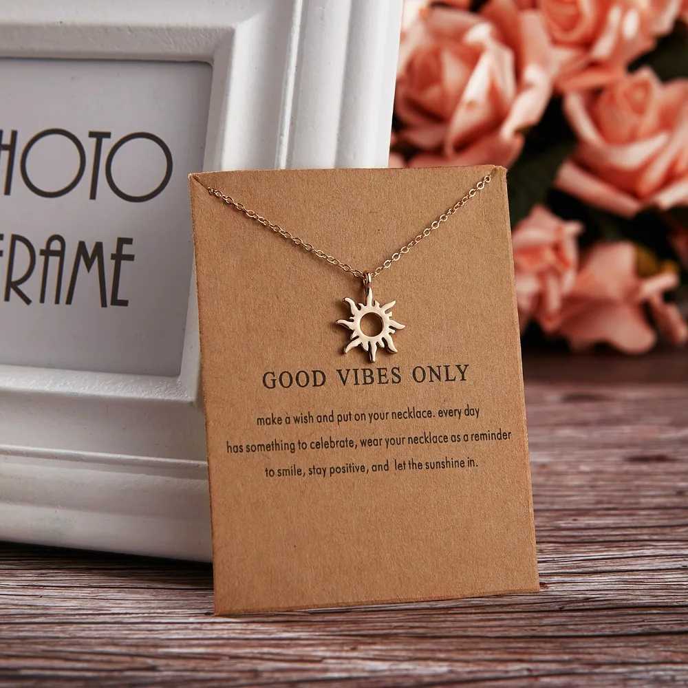 Rinhoo Fashion Sun Necklaces Pendants Gold Color Alloy Pendant Necklace Card Jewelry For Women Girl Jewelry Birthday Gift W250616
