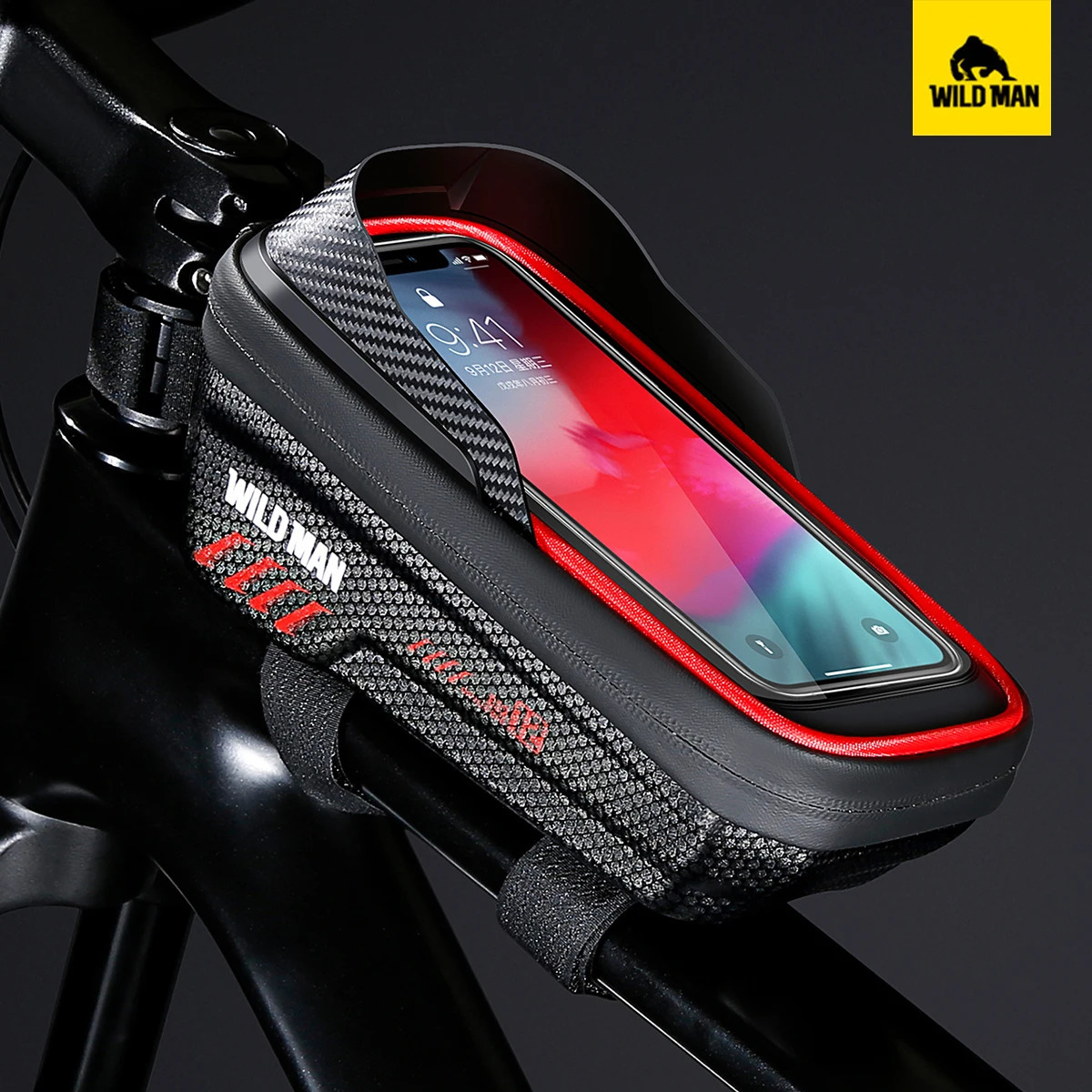 WILD MAN E12 Road Mountain Bicycle Bag EVA Hard Shell Waterproof Touch Screen Front Beam Bag Upper Tube Mobile Phone Saddle Bag 250610
