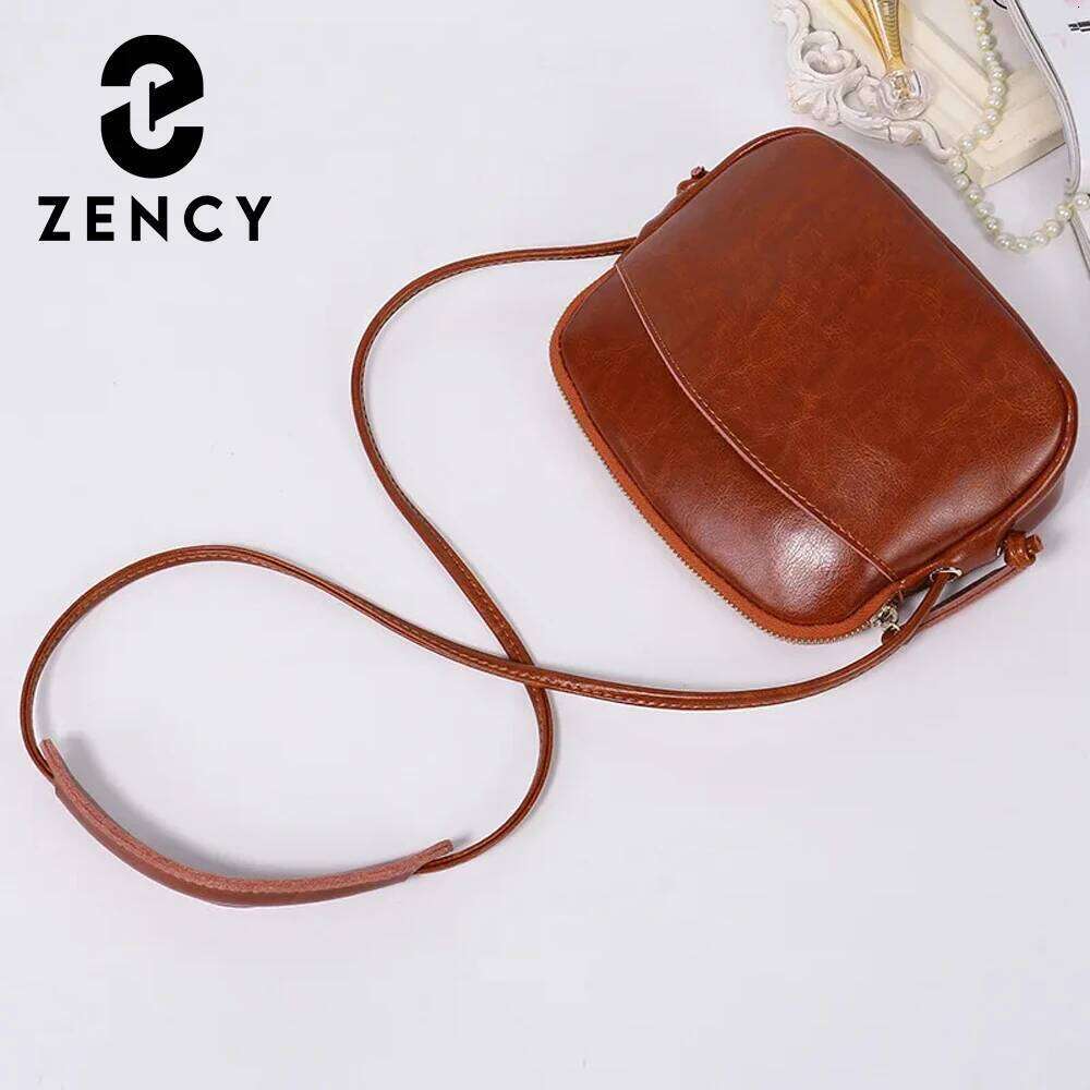 Zency Women Small Messenger Bag 100% Genuine Leather Soft Skin Shell Bags Elegant Shoulder Handbag Purse Crossbody Sac Organizer