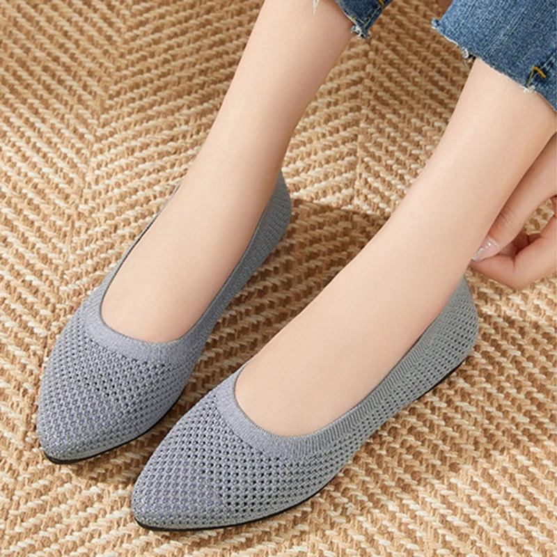 Womens Soft Sole Knitted Loafers Lightweight Non Slip Flat Slip On Shoes Woman Comfortable Breathable Casual Walking Shoes 250613