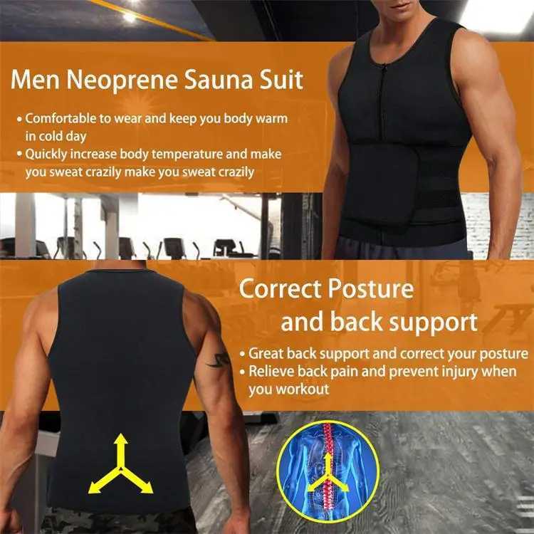 Mens Waist Corset Chest Abdominal Binder Slimming Belly Neoprene Tank Top Fat Burner Sweating Reductive Girdle Body Shaper W250616