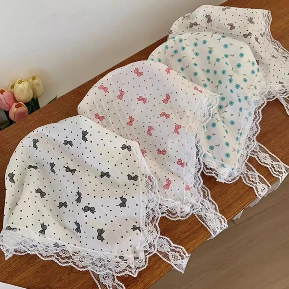 Korean Bowknot Hair Scarf Triangle Blue Neck Scarf Soft Hair wrap Pastoral style Hair Bandanas for Women Girls Hair Accessories 250610