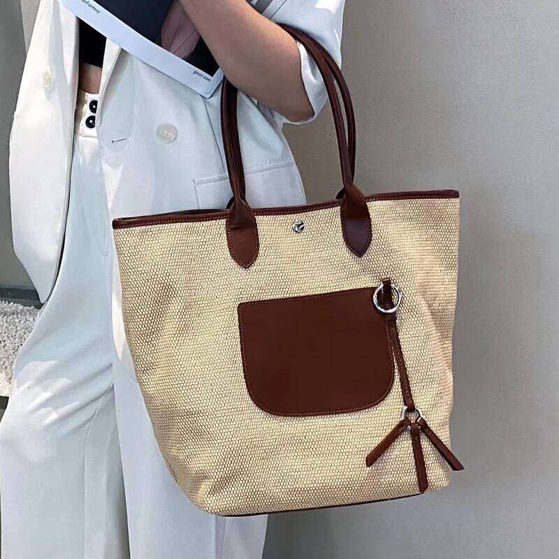 Women's Bags Designer Custom Initials Straw Tote Bags For Women Designer Handbags Purses New In PU Button Large Capacity Underarm Shoulder
