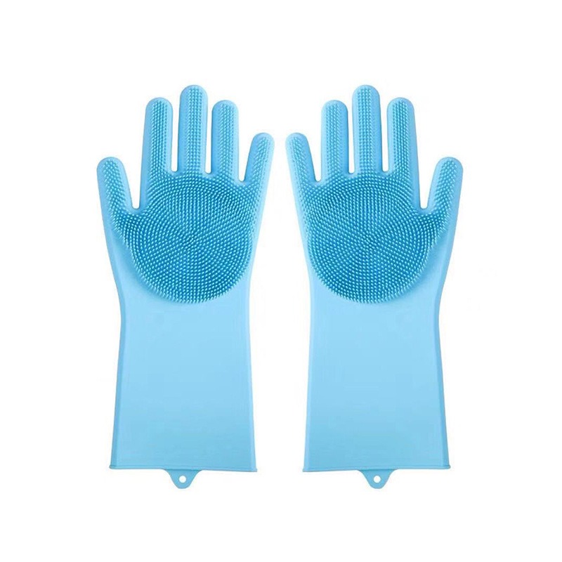 Silicone Pet Grooming & Dishwashing Gloves with Scrubbers - Multi-purpose Heat Resistant Cleaning Gloves for Dogs, Cats, and Kitchen