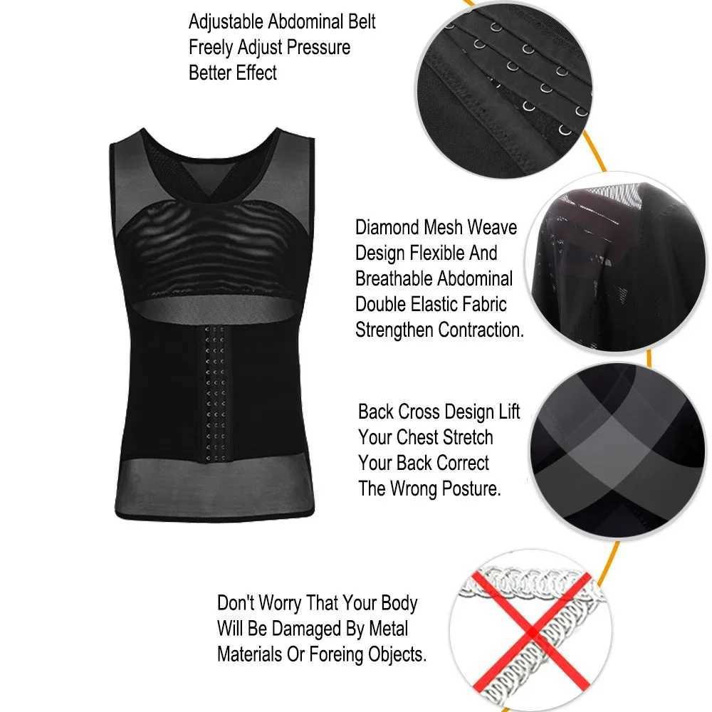 Mens Slimming Body Shaper Shapewear Abs Abdomen Compression Tank Tops W250616