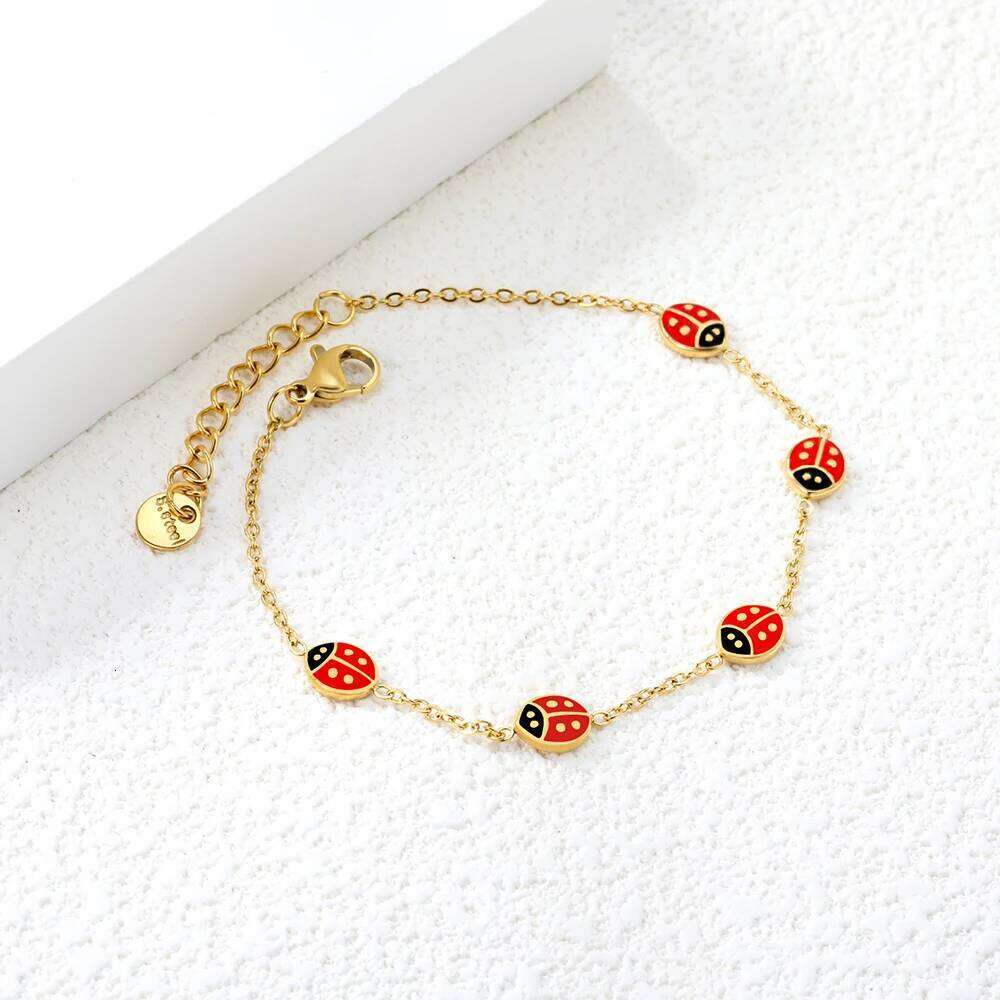 LUXUSTEEL Fashion Cute Accessories Women's Jewelry Beetle Accessories+Round Gold Color Bracelet Hypoallergenic Birthday Gift