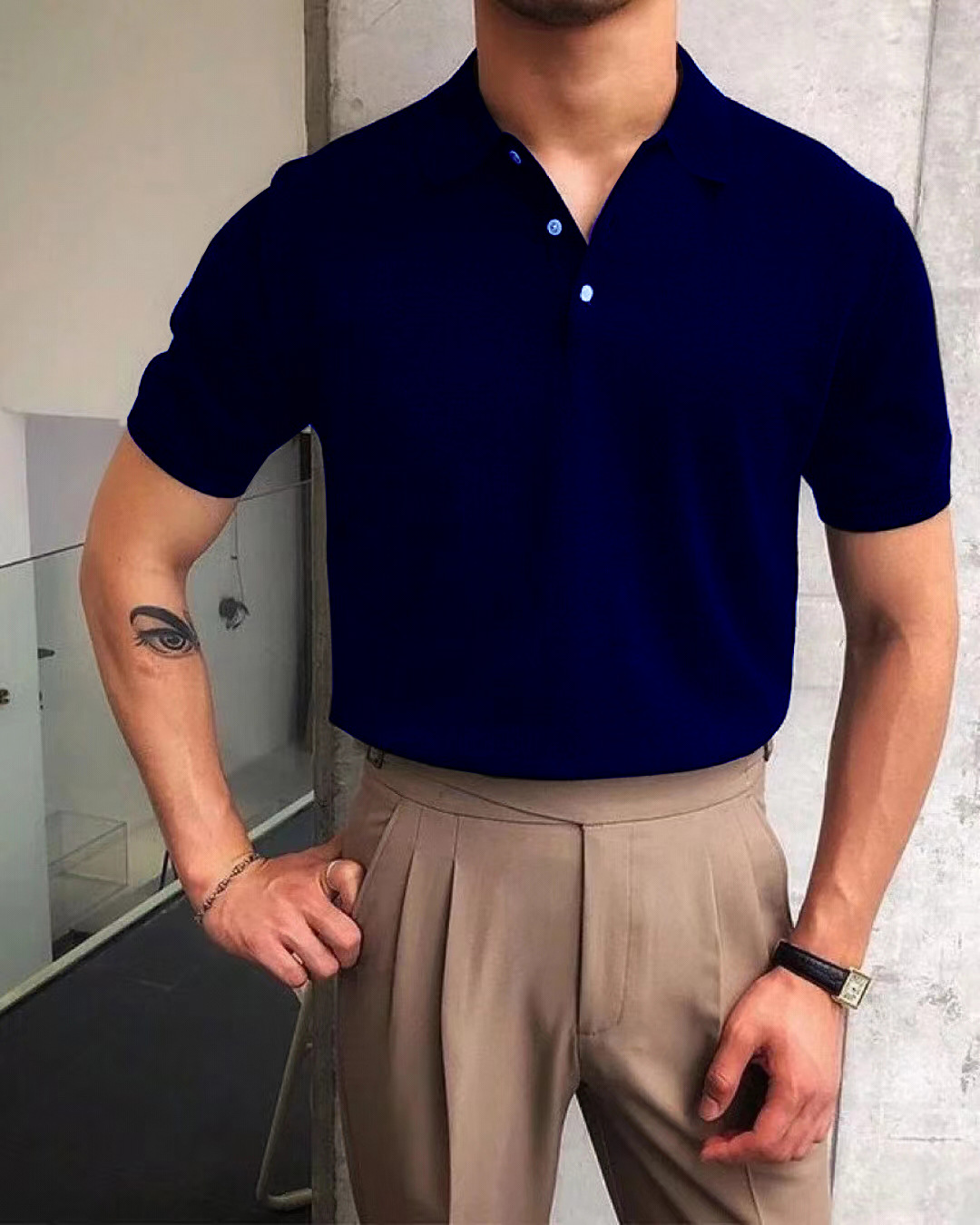 Mens designer polo t shirt Lapel loose knitted sweater solid-color casual top European code: S-3XL