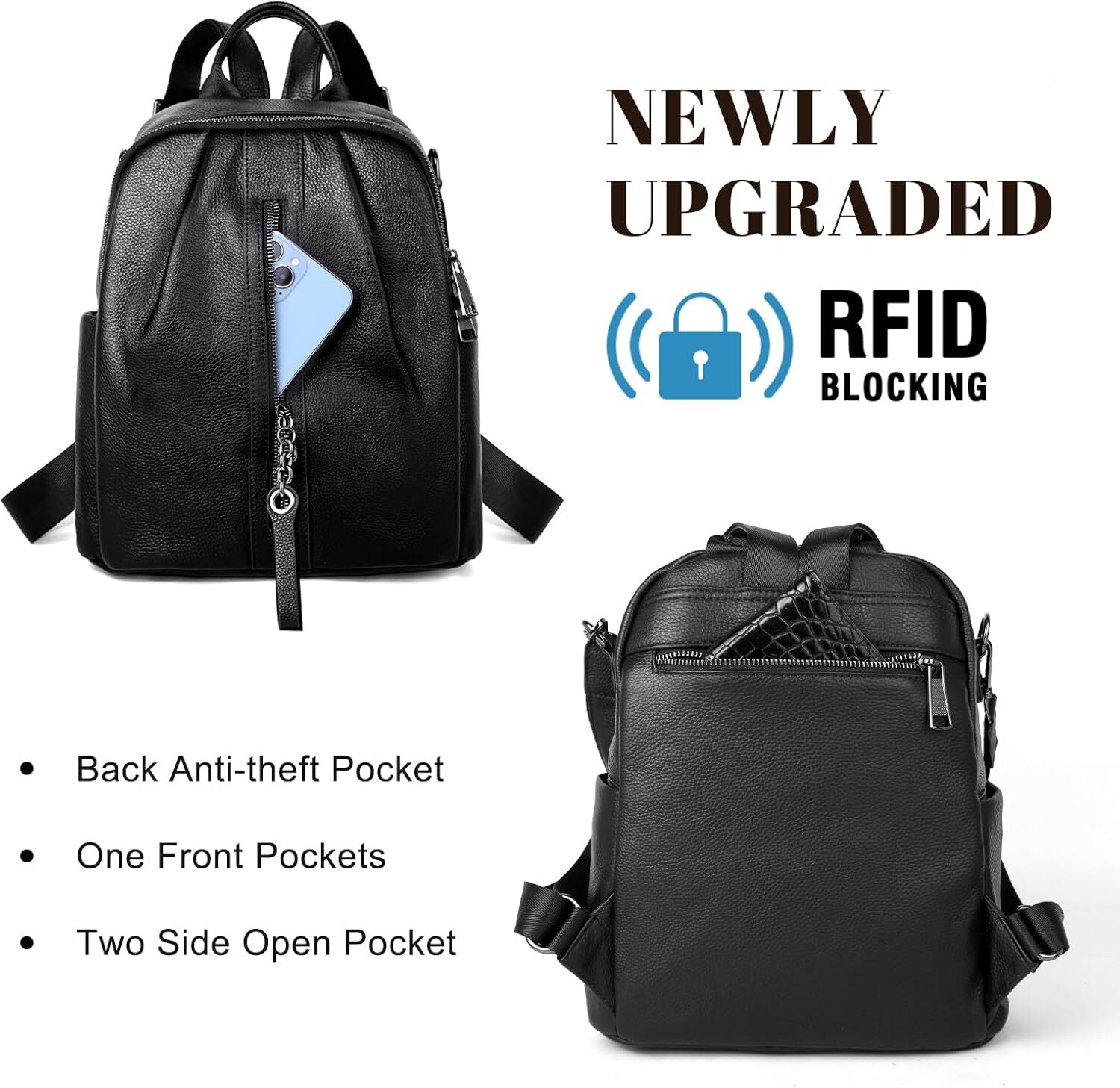 BOYATU Genuine Leather Women: Fashion Designer Backpack Purse Travel - Soft Convertible Shoulder Bag for Work, Commuter