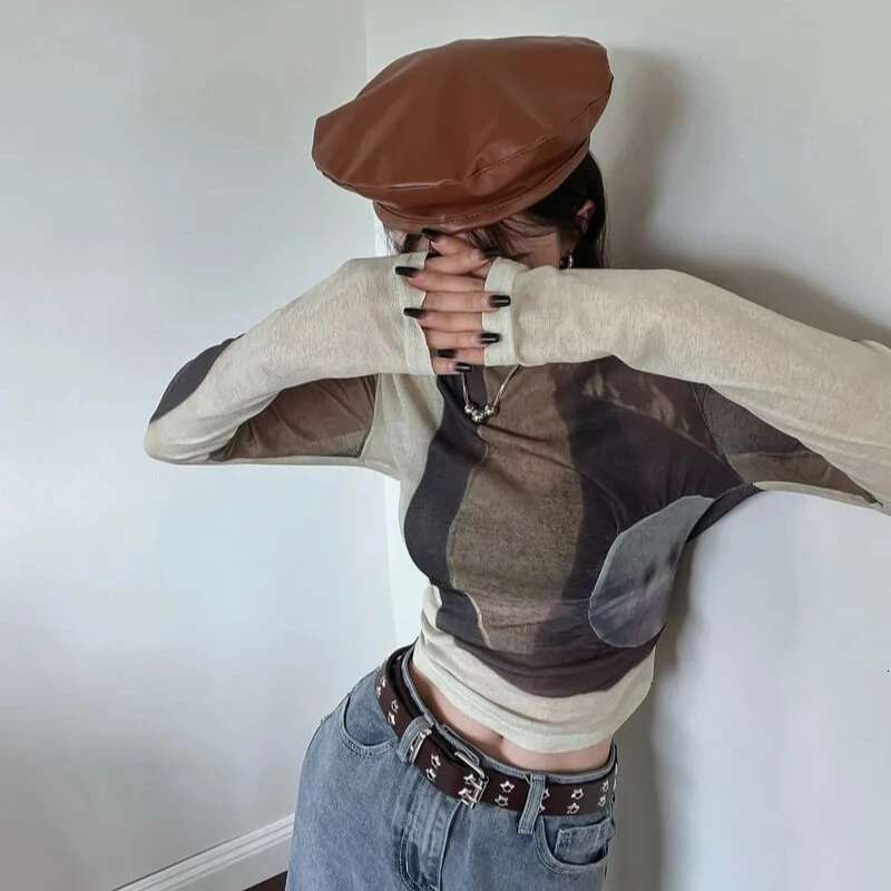 Top Female Korean Style Spring Autumn Womens Long Sleeve T-shirt Mesh Reviews Clothes Fashion Clothing Sale Y2k Emo Many Basic