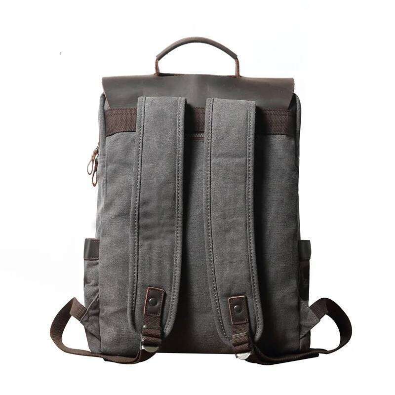 Men Backpacks Retro Canvas Backpack Multifunction Fashion Neutral Leather School Bags For Teenager Portable Wearproof Travel Bag