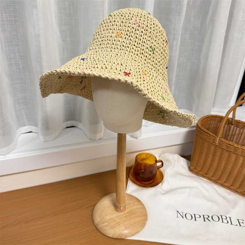 New Arrival Womens Summer Straw Hat - Hand-Crocheted Foldable Colorful Panama Straw Bucket Hat for Beach Travel Trendy Outdoor Looks U250616