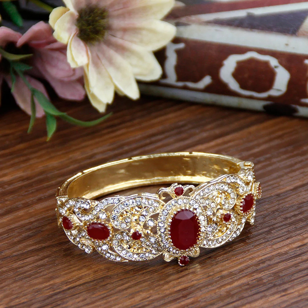 Sunspicems 18K Gold Color Morocco Algeria Cuff Bracelet Bangle For Women Turkey Bridal Wedding Jewelry Gift 250517