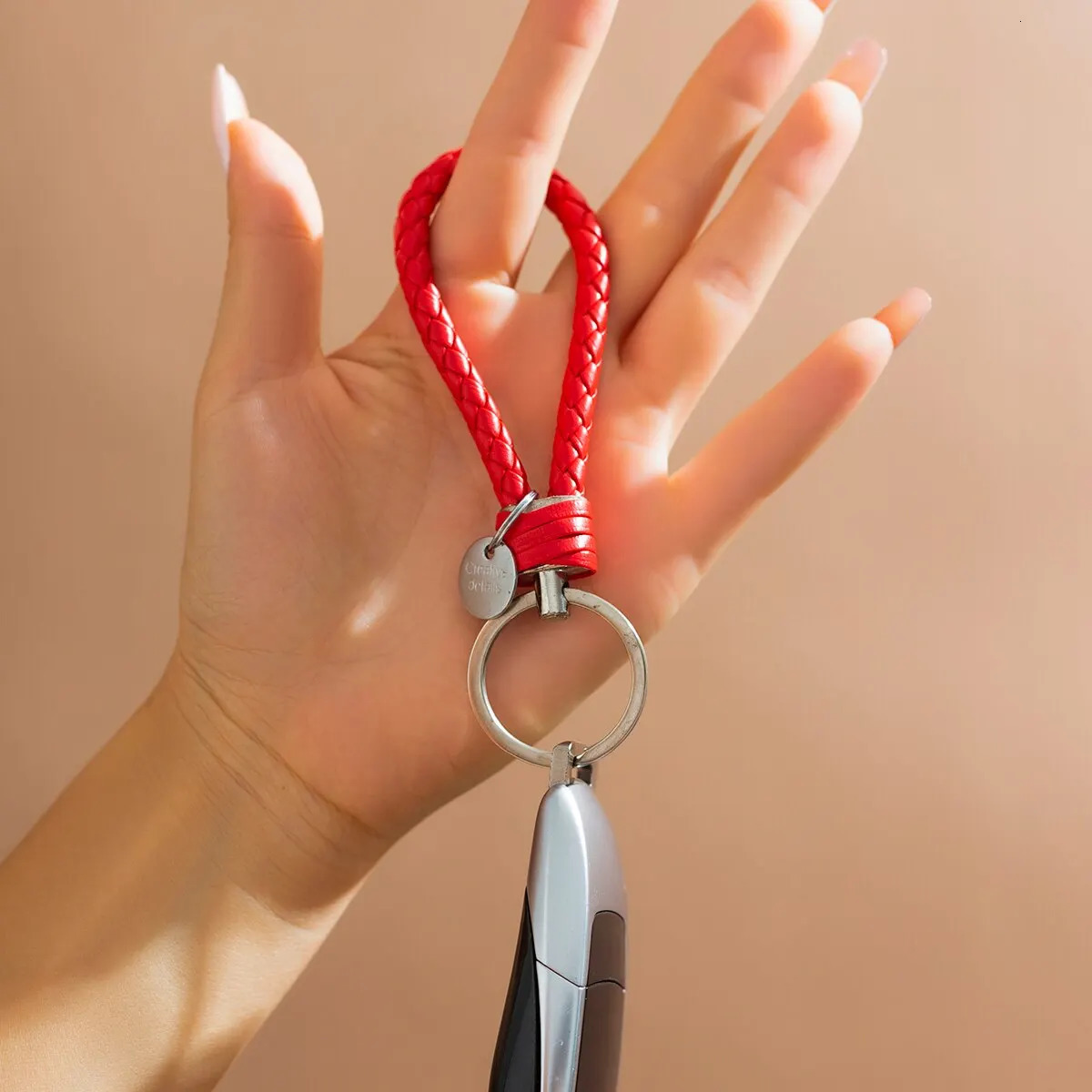 2PcsSet PU Leather Braided Woven Rope Keychain DIY Bag Pendant Key Chain Holder Car Trinket Keyring Men Women Gift Jewelry 250606