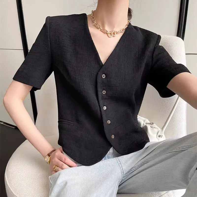 Womens Summer Thin Short Coat Slim Fit V-Neck Casual Fragrant Suit 250614