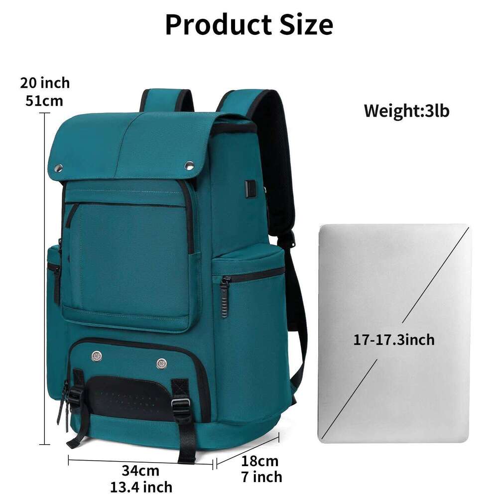 Men's Hiking Laptop Backpack, Business Casual Mountaineering Fiess Backpack (With USB Charging Port
