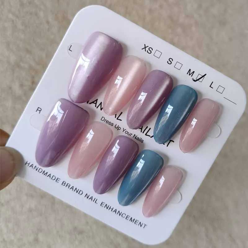 10Pcs 3D Hollow Diamond Grid Irregular Gilded French Style Purple Gemstone Detachable Manicure Nail Patch R250616