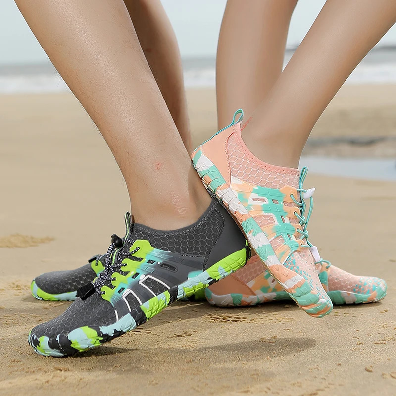 Men Women Water Shoes Upstream Wading Swimming Barefoot Five Fingers Aqua Shoes Colorful Beach Seaside Light Unisex Sneakers 250609