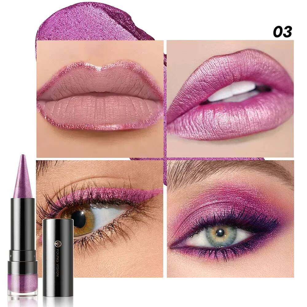 Pointed Glitter Lipstick Nude Purple Moisturize Diamond Metallic Lip Liner Pencil Outline Contouring Gradient Eyeshadow Cosmetic happy