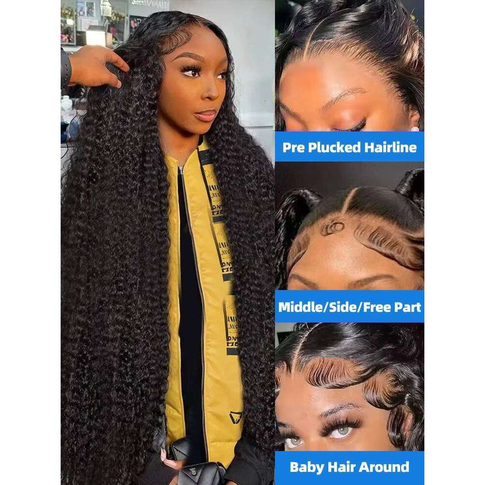 Luvin 220 Density Brazilian 13x6 HD Deep Wave Lace Frontal Human Hair Synthetic Hair30 40 Inch Loose Curly Wigs Glueless 6x6 Closure Wig