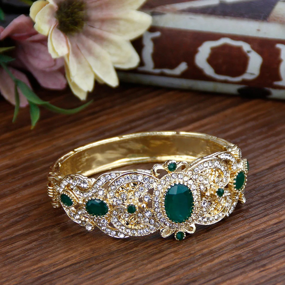 Sunspicems 18K Gold Color Morocco Algeria Cuff Bracelet Bangle For Women Turkey Bridal Wedding Jewelry Gift 250517