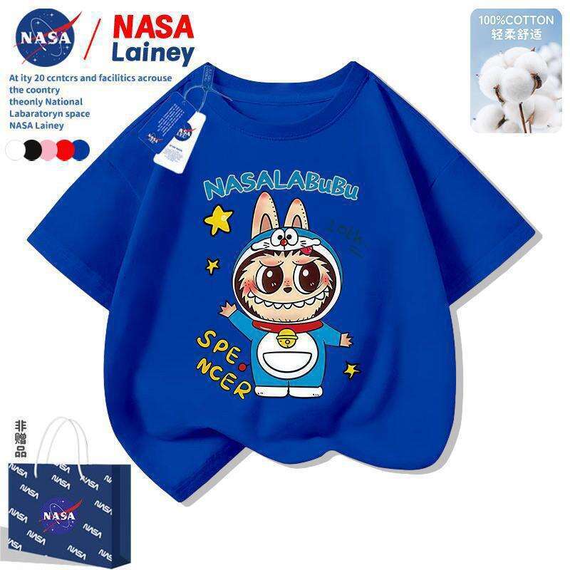 NASA Short Sleeve Unisex Children's Clothing Labubu Summer New Cartoon T-Shirt Cute Versatile Top