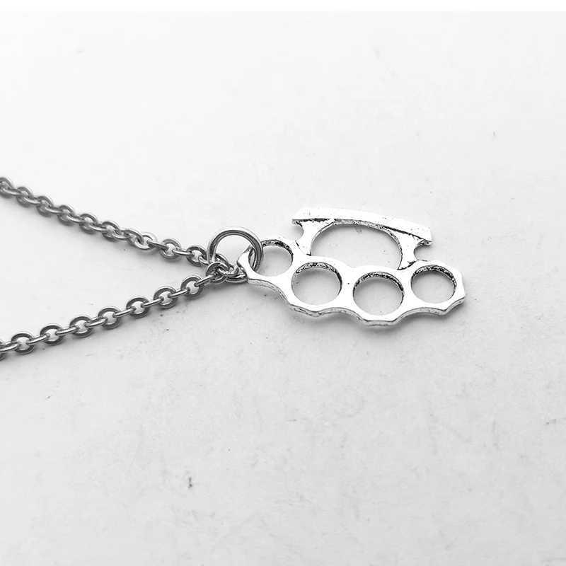 Brass Knuckles Pendant Necklace for Women Men Neck Chain Vintage Summer Gothic Goth Jewelry Trend 2022 Accessories Holiday Gifts W250616