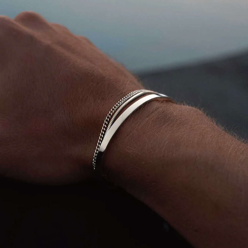 eManco Fashion Layered Stainless Steel Bracelet Multi-layer Open Bangle Box Cuban Chain Jewelry