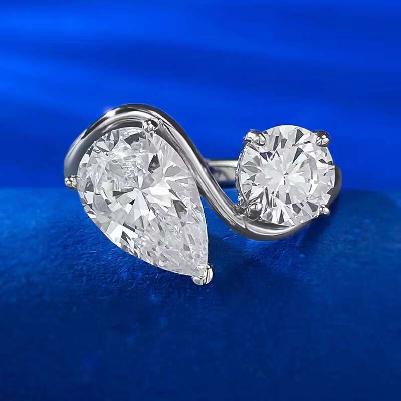 Wholesale New Collection 1ct 3 Carats Pear Cut Moissanite Diamond Jewelry 925 Sterling Silver Womens Wedding Rings