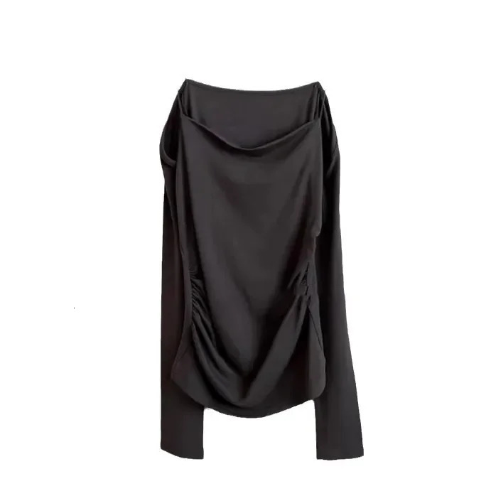 Dongdaemun Korea Style Pure Desire Sexy Off-The-Shoulder Two-Piece Illusionslims Womens Long Sleeve T-Shirt Versatile Smoot 250614