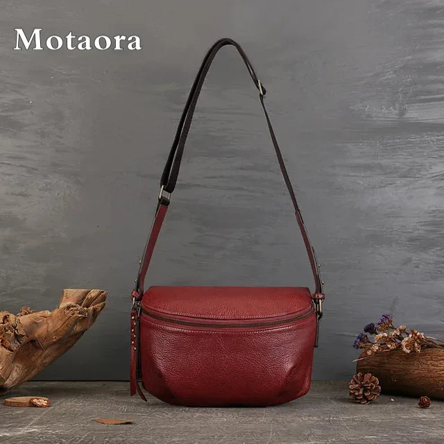 MOTAORA Womens Genuine Leather Crossbody Purse Vintage Luxury Designer Saddle Mini Phone Bag Retro Female Shoulder 250614