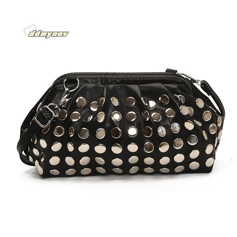 Trendy Punk Style Crossbody for Women 2025 Summer High-end Fashion Polka Dot Studded Shoulder Shell Bag ddmynov ddmynov